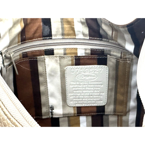 Brighton "Barbados" Gold Pebbled Leather Hobo Shoulder Bag with Braided Strap. - Picture 7 of 16